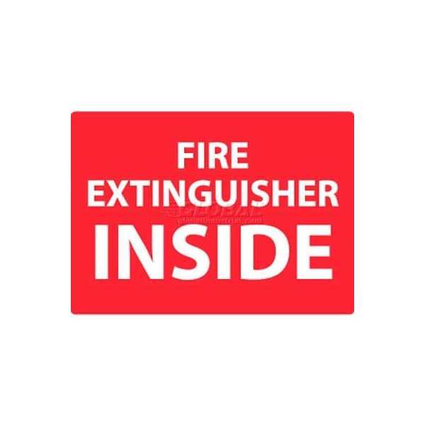 NMC Fire Sign, Fire Extinguisher Inside, 10in X 14in, White/Red